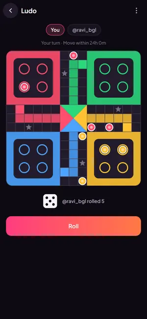 A game of Ludo in the Viaraa app